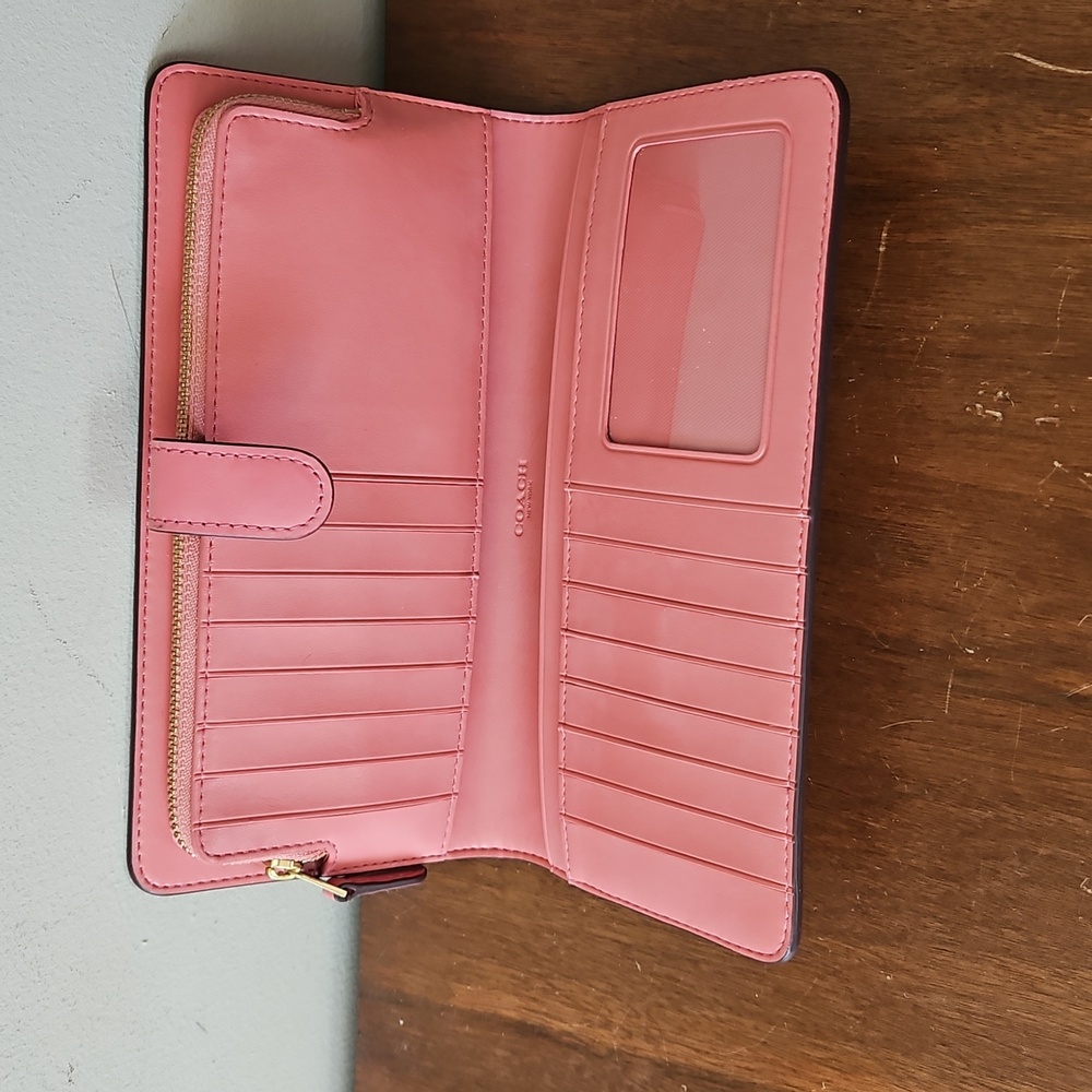 Coach Slim Smooth Pink Leather Wallet - Picture 4 of 14